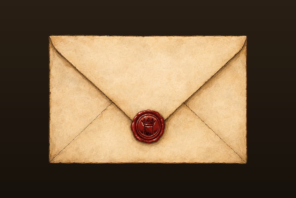 De verzegelde envelop met lakzegel