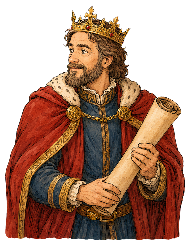 Koning Marco Lumbus, de spelleider van het spel